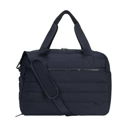 PUMA Isla Carryall feminino, moderno Weekender com bolso para sapatos, alça removível e estilo acolchoado, Azul-marinho novo, One Size, Isla Carryall, Weekender moderno com bolso para sapatos, alça