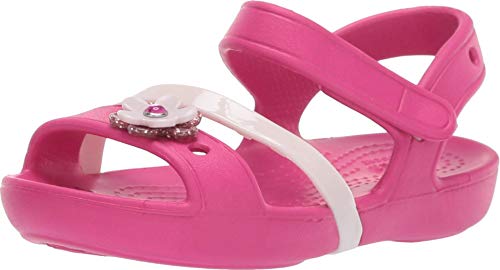 Crocs Lina Charm Flat Sandal, Candy Pink, 11 M US Little Kid