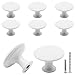 SWZHAI 8 Pcs White Cabinet Knobs, Round Dresser Knob Kitchen Drawer Knobs, Single Hole Cupboard Door Knob Dresser Drawer Pulls Handles