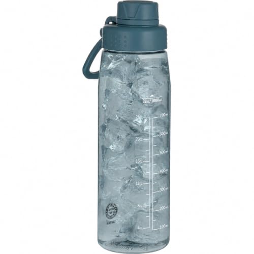 Edmyre 32oz Clear Water Bottle - BPA-Free Tritan Plastic, Fast Flow Spout Lid, Wide Mouth & Leakproof Design Hiking Water Bottle Suitable for Travel, Outdoors, Gym, Travel, Home, School (Dark Blue)
