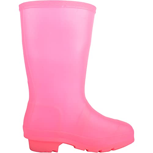 Absolute Footwear Childrens Kids Slip On Florescent Waterproof Rain Winter Welly Wellington Boots - Image 4