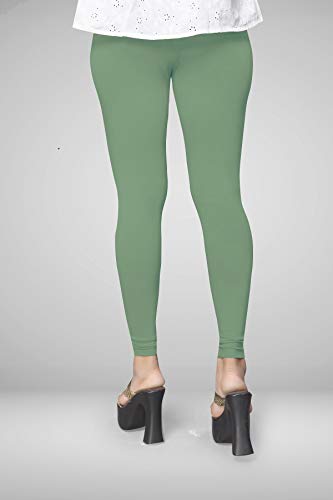 Image of Women's Cotton Skinny Leggings with Ankle Length Solid Pattern Mid Rise and Elastic Closure | Cotton Skinny Leggings for Womens
