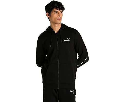 PUMA Herren Ess+ Tape Full Zip Hoodie Fl Schwei , Puma Schwarz, L EU