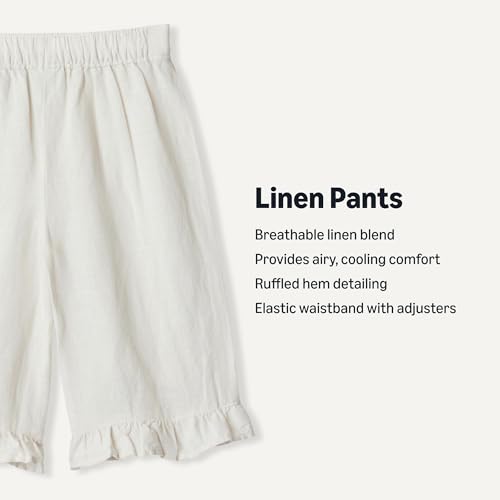 Image of Amazon Essentials x Sofia Grainge Toddlers and Baby Girls' Cotton Linen Wide Leg Pull-on Pant with Ruffles