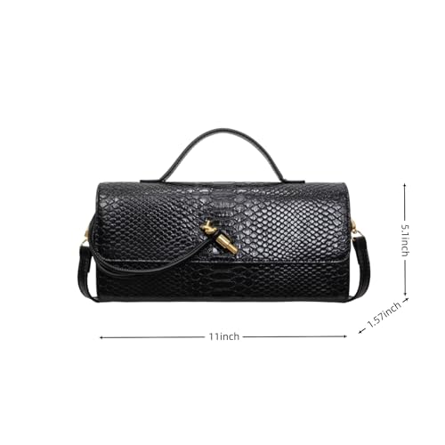 Image of Women Vegan Leather Evening Handbag Crocodile Pattern Handle Clutch Purse Cross Body Envelope Bag
