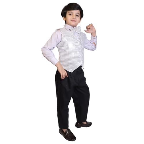 Image of Kaku Fancy Dresses Plain Waistcoat for Kids /Plain Jacket for Kids | Sequin Work Shinning Waist Coat For Annual Day Dance Competition (Only Jacket /Waistcoat - Shirt & Pant Not Included)
