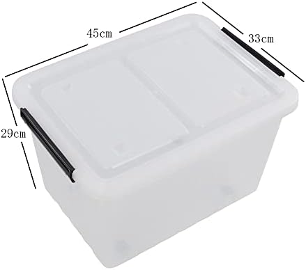 Lesbye 4 x 30 Liter Large Storage Boxes, Plastic Latch Containers Boxes with Wheels, Clear