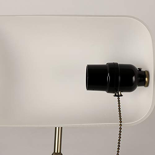 Newrays White Matted Glass Bankers Desk Lamp With Pull Chain Switch Plug In Fixture #TOP5