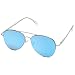 SojoS Classic Aviator Mirrored Flat Lens Sunglasses Metal Frame with Spring Hinges SJ1030 With Silver Frame/Blue Mirrored Lens