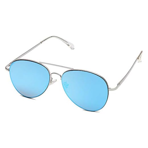 SOJOS Óculos de sol aviador clássicos para mulheres e homens, armação de metal, dobradiças de mola SJ1030, Azul, Medium