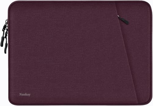 Naukay Laptop Sleeve Bag 13.3 inch, Shockproof Protective Computer Cover with Accessories Pocket, Laptop Case Compatible with MacBook Air/Pro 13-13.3 inch, Compatible for MacBook Pro 14 inch, Magenta
