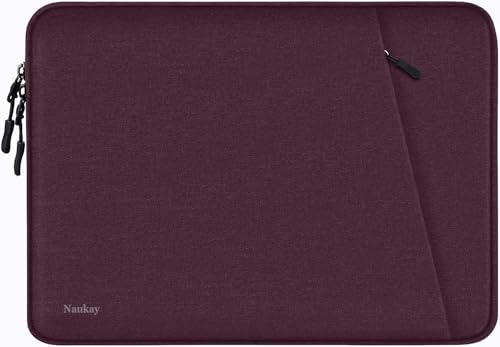 Naukay Laptop Sleeve Bag 13.3 inch, Shockproof Protective Computer Cover with Accessories Pocket, Laptop Case Compatible with MacBook Air/Pro 13-13.3 inch, Compatible for MacBook Pro 14 inch, Magenta