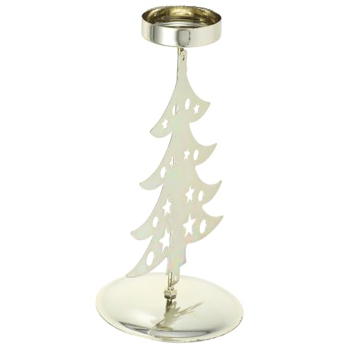 VANZACK Portavelas de Metal para Mesa con Diseño de Árbol de Navidad Soporte para Velas Decorativas Centro de Mesa Resistente al Calor Decoración para Fiestas y Hogar Regalo