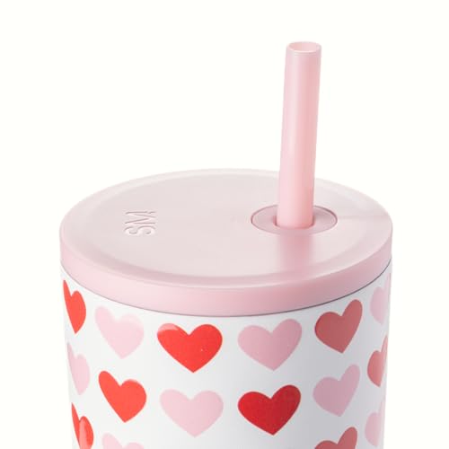 Image of Simple Modern Valentine's Day 40 oz Tumbler with Handle and Straw Lid | Gifts for Her | Insulated Reusable Stainless Steel Water Bottle Travel Mug Cupholder Use | Trek Collection | Hearts on White