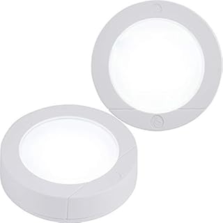 GE Wireless LED Puck Lights, 2 Pack, Battery Operated, 20 Lumens, Touch Activated On/Off, Bright White, Under Cabinet Lighting, Ideal for Closets, Cabinets, Garage and More, 25434