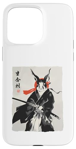 Custodia per iPhone 15 Pro Max Samurai Coniglio Ronin Ukiyo Ink Warrior Coniglio Giapponese Art