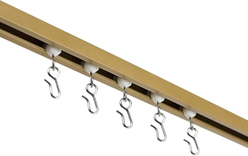 EverTrack Curtain Track, Ceiling-Mount Curtain Rail, Satin Brass, 16 ft