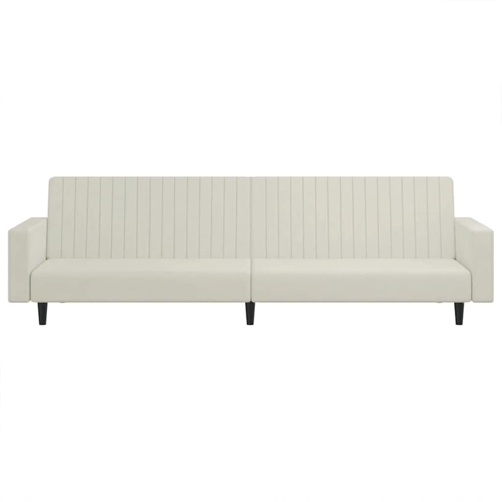 Sofa z funkcją spania 2-osobowa, kremowa, aksamitna, sofa przekształcająca z drewnianą ramą, sofa do spania do salonu, pokoju gościnnego, biura, wygodna sofa tapicerowana do małych