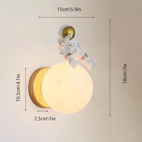 Lámpara de pared de astronauta con globo blanco de resina y acrílico 5