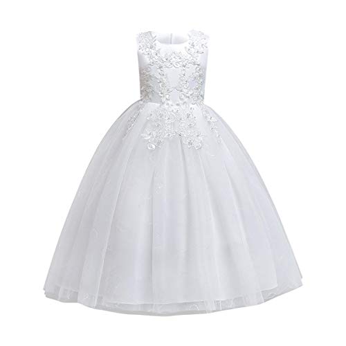 Flower Girls Embroidery Lace Bridesmaid Dress Beaded Wedding Pageant Party Princess Communion Floor Length Boho Dance Gown