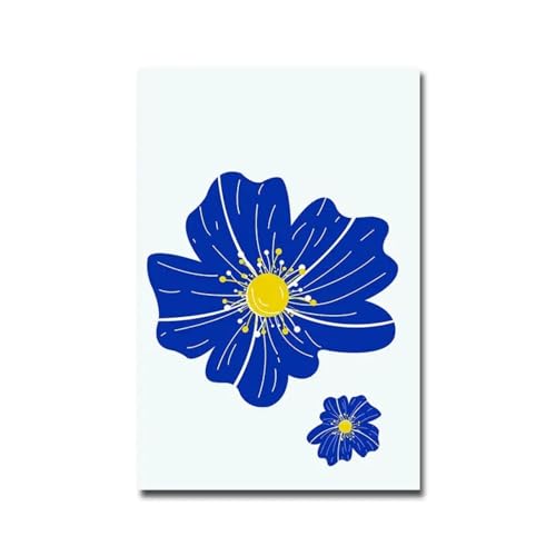 Peinture sur toile minimaliste fleur bleue BBOVOBB poster mural abstrait moderne 40x60cm