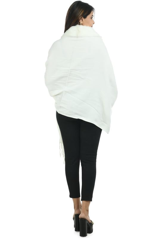 Image of Manra Women's Solid Faux Fur Border Stole Shawl Warm Wrap Cape for Winters (SC 14)