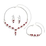 Matériau brillant : Le collier de mariage, le bracelet et les boucles d'oreilles sont faits de strass et d'alliage, d'un design unique et d'une excellente qualité de fabrication. Le cristal brillant représente l'éternité de l'amour, il est hautement poli, le fermoir est solide, la couleur est conservée à long terme. Elle peut être portée avec une tenue décontractée et élégante, une robe de mariée ou une robe de soirée, et ne se démode jamais.