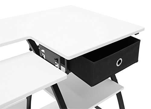 Sew Ready Comet Hobby Center - 56.75" W X 23.5" D White Hobby And Sewing Machine Table With Storage Shelves And Cloth Drawer - Can Also Be Used As Computer Desk #TOP4