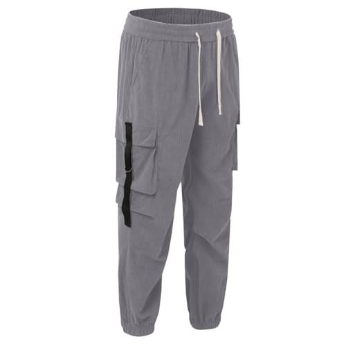 Men's Corduroy Cargo Pants Outdoor Streetwear Utility Joggers with Multiple Pockets Drawstring Waist Comfortable2