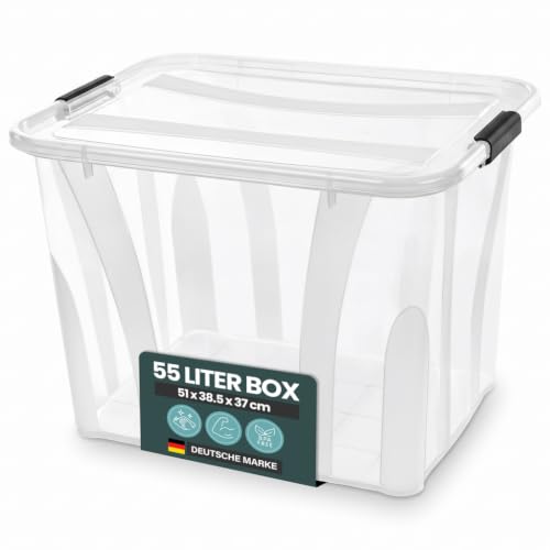 Kreher Aufbewahrungsbox Master mit Deckel transparent (55 Liter) – Ansicht 1