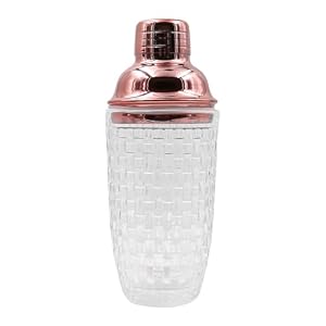 Glass Cocktail Shaker 400ml Drinking Shaker Drink Mixer Bartender Set Strainer Bar Tool Martini Shaker for Home Wedding Kithen Dining Families Rose Gold