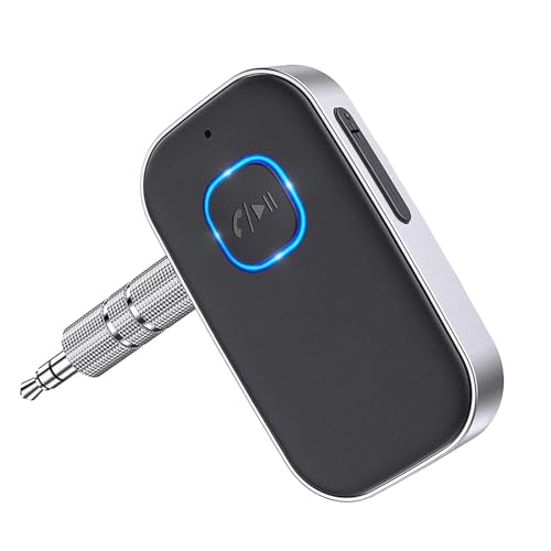 Cable auxiliar inalámbrico para coche, receptor transmisor de audio Bluetooth de 3,5 mm, adaptador de música inalámbrico portátil con batería de 16 horas de duración para uso de altavoces estéreo de