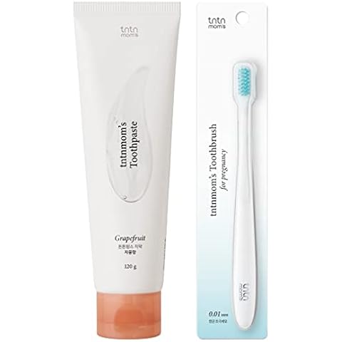 tntnmom's | Vegan Toothpaste (Grapefruit 1) & Toothbrush (1) for Pregnancy | SLS Free & Natural Fluoride Free | Clean Oral & Gum Care | Morning Sickness Relief & Nausea Relief for Pregnancy Cover