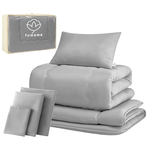 fuwawa 布団セット シングル 布団7点セット SEK認証 防臭 寝具セット【ボリューム増量 中綿1.6kg 掛け布団】 【高密度固綿入り三層 敷布団】 枕 洗える 布団カバー3点 来客用布団セット 収納ケース付き 組布団 ホコリが出にくい ふとんセット ピーチスキン加工 一年中使える ダークグレーの画像