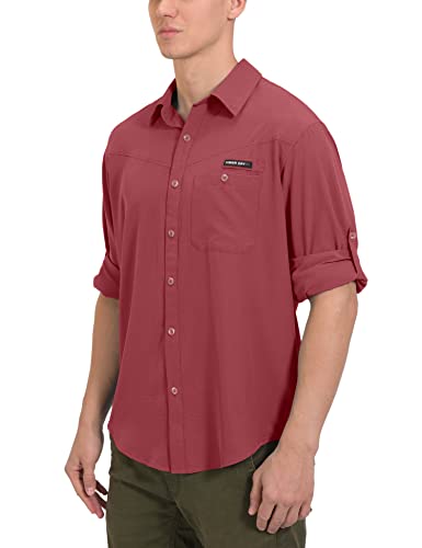 Little Donkey Andy Men's Upf 50 Uv Protection Shirt, Breathable Long Sleeve Fishing Hiking Shirts, Quick Dry Racing Red L #TOP29