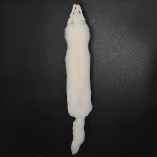 Tanned White Fox Hide Fur Pelt Crafts Fox Skin Fur Taxidermy Decor Graded 1 Quality Full Body Fur Pelt for Fly Tying Crafts Fur Coats Trapping 44-49 inch White