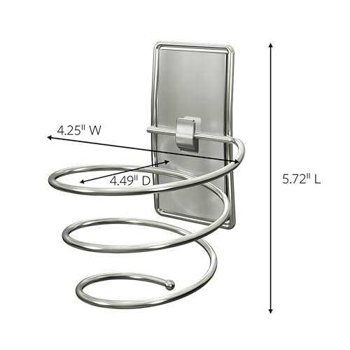 Image of Command Hair Dryer Holder, Satin Nickel, 1 Dryer Holder, 2 Water Resistant Strips, Damage-Free Bathroom Organization and Decor