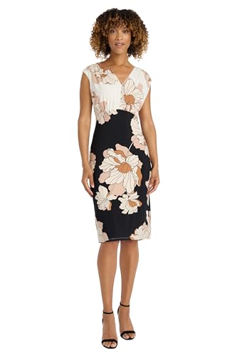 Maggy London Womens Cap-Sleeve Sheath Dress - Floral Print Summer, Wedding Guest, Or Bridal Shower Dress, Work Dresses for Women