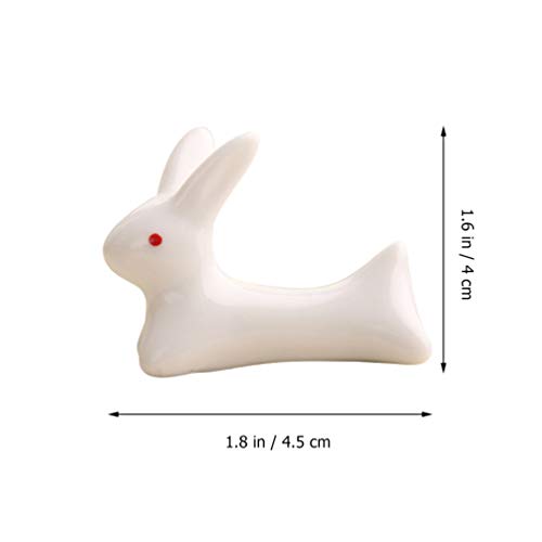 Yardwe 4Pcs Titular Pauzinhos Colher Garfo Chopsticks Descansa de Coelho Da Páscoa Coelho de Cerâmic