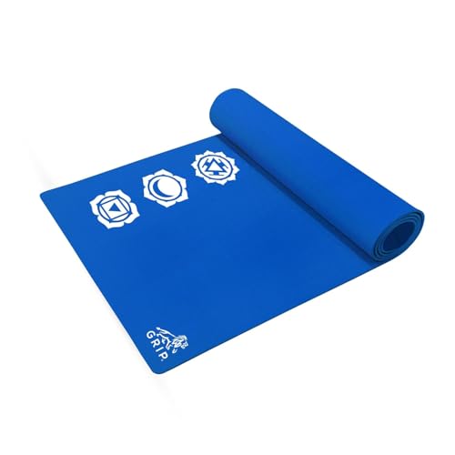 Image of GRIP Yoga Mat 12mm Thick (36 x 75 Inches) 7 Chakras Design | Extra Wide Anti-Slip Exercise Mat for Home, Gym, Yoga, Pilates & Workout | Men & Women | Blue Color