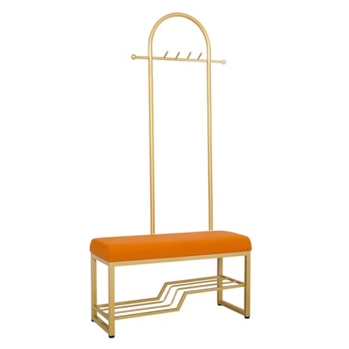 Perchero, Mueble de Entrada Industrial con múltiples Ganchos, Zapatero para Pasillo, Resistente con Banco de Almacenamiento, para Dormitorio, Sala de Estar (Color 3,80 x 32 x 175 cm) (Color