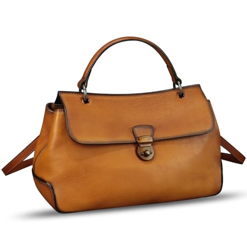Genuine Leather Handbag Satchel for Women Retro Leather Crossbody Bag Pouch Vintage Ladies Handbag Purse