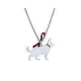 pastore tedesco pelo corto Unoaerre, Happy pets, Charm in lastra dargento 925 a forma di cagnolino (cm 3x3 circa), Collana in Argento 925 lunghezza 45cm, In dotazione anche cordoncino nero per uomo, Il fiocco rosso è facilmente removibile, Incisione gratuita, se richiesta in fase di acquisto, e a condizione che lo spazio lo consenta, Prodotto made in Italy, Consegna in 48h, isole escluse