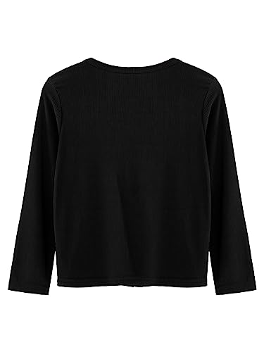 Hansber Little Girls Crew Neck Cardigan Button Down Long Sleeve Knit Sweaters Uniform4