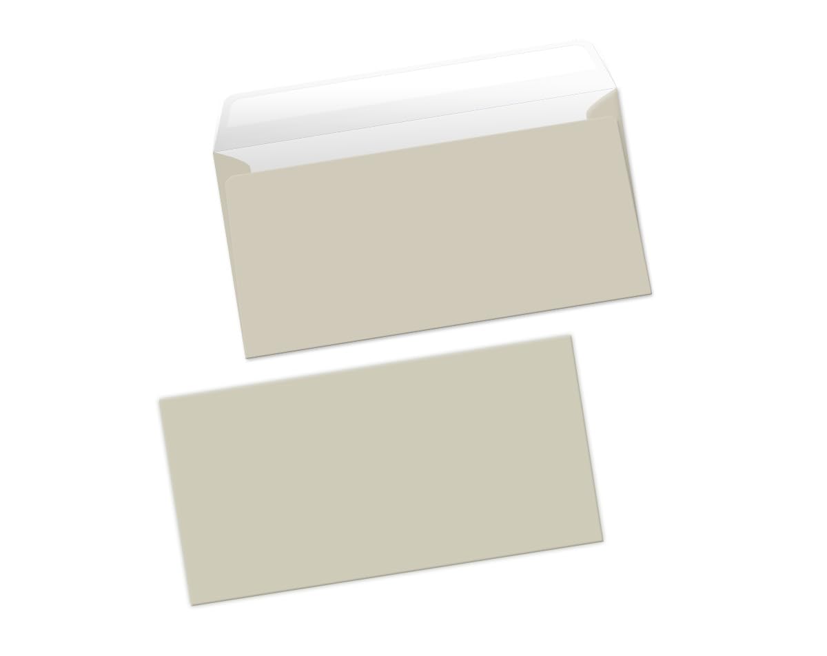 Briefpapier-Set 250 Briefbögen DIN A4 (Papier 90 g/qm) + 250 Umschläge DIN lang (22 x 11 cm) haftklebend beidseitig bedruckbar Kopierpapier für Einladung Briefpost Firmenpost Urkunde beige Sandfarbe