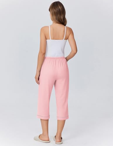 Image of Ekouaer Womens Pajamas Pants Capri Pj Bottoms with Pockets Sleep Pants | Comfy Drawstring Printed Soft Lounge Pants for Home, Daliy Wear