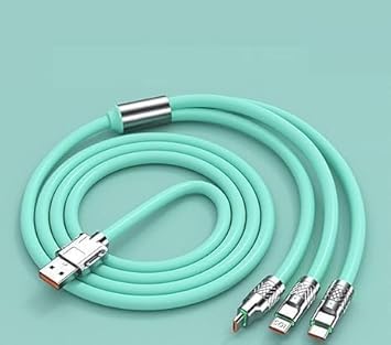 Image of Original 3 in 1 Unbreakable 6A(120W) Fast Charging 1.2m Type C Cable for Smartphones, Tablets, Laptops & Other Type C iOS Devices, 480Mbps Data Sync, Quick Charge 3.0 (Mint Green) (DEC25)