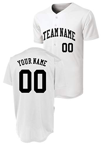 Custom Baseball Jersey Personalized Design Team Button Down Sports Shirts S-3XL for Men-Youth (White, XXXX-Large)