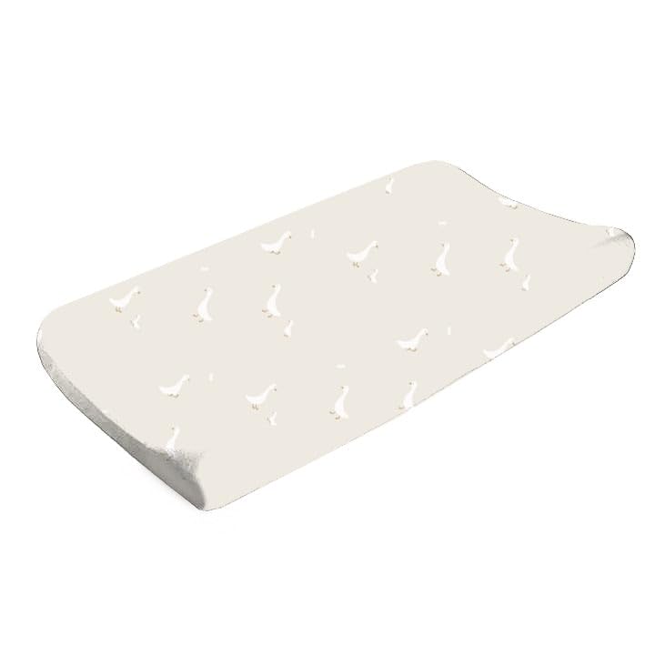Image of GUNAMUNA Unisex Baby Infant Changing Pad Covers, Ultra Soft and Safe on Skin, Baby Shower, 30" x 18", Goose