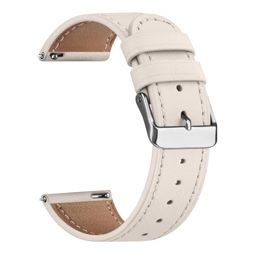 Vancle für Uhrenarmband 20mm Leder Armband Damen Herren,Weiches Atmungsaktives Leder Sport mit Schnellverschluss Geeignet Ersatzarmband für 20mm Armband(Starlight)